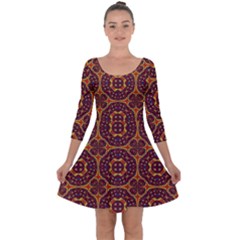 Geometric Pattern Quarter Sleeve Skater Dress