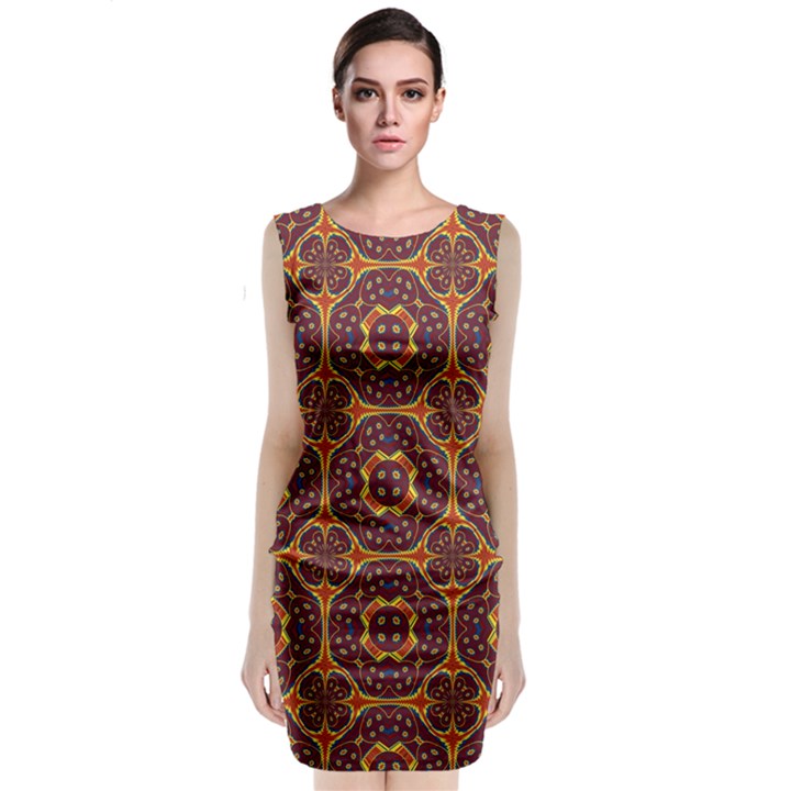 Geometric Pattern Classic Sleeveless Midi Dress