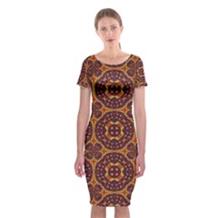 Geometric Pattern Classic Short Sleeve Midi Dress by linceazul