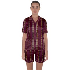 Geometric Pattern Satin Short Sleeve Pyjamas Set