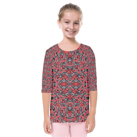 Exotic Intricate Modern Pattern Kids  Quarter Sleeve Raglan Tee by dflcprints