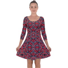 Exotic Intricate Modern Pattern Quarter Sleeve Skater Dress