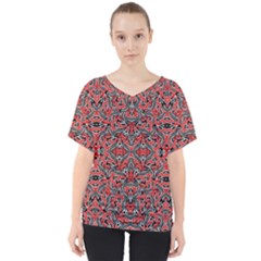 Exotic Intricate Modern Pattern V-neck Dolman Drape Top