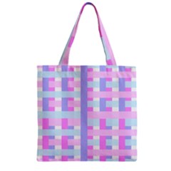 Gingham Nursery Baby Blue Pink Zipper Grocery Tote Bag by BangZart