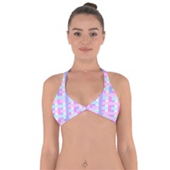 Gingham Nursery Baby Blue Pink Halter Neck Bikini Top