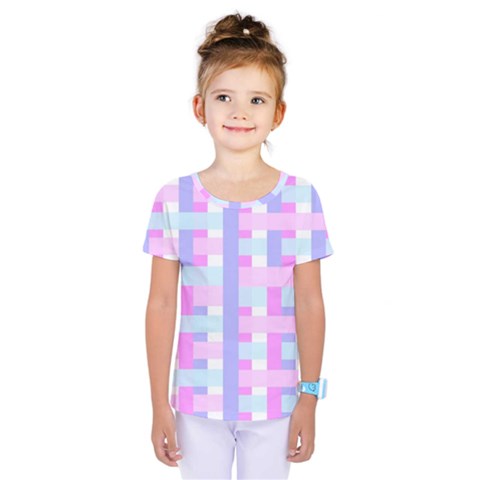 Gingham Nursery Baby Blue Pink Kids  One Piece Tee by BangZart