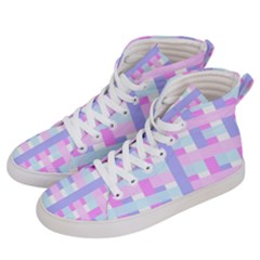 Gingham Nursery Baby Blue Pink Men s Hi-top Skate Sneakers by BangZart