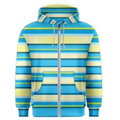 Stripes Yellow Aqua Blue White Men s Zipper Hoodie by BangZart