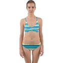 Stripes Yellow Aqua Blue White Wrap Around Bikini Set View1