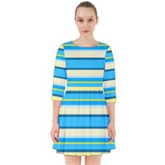 Stripes Yellow Aqua Blue White Smock Dress by BangZart