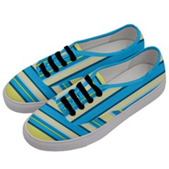 Stripes Yellow Aqua Blue White Men s Classic Low Top Sneakers