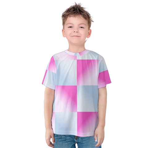 Gradient Blue Pink Geometric Kids  Cotton Tee by BangZart