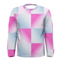 Gradient Blue Pink Geometric Men s Long Sleeve Tee by BangZart