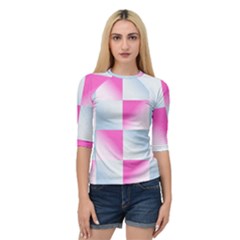 Gradient Blue Pink Geometric Quarter Sleeve Raglan Tee