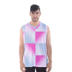 Gradient Blue Pink Geometric Men s Basketball Tank Top by BangZart