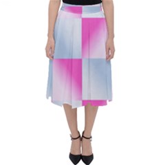 Gradient Blue Pink Geometric Folding Skater Skirt