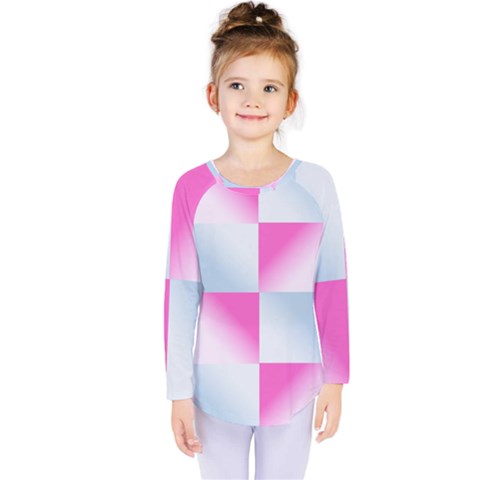 Gradient Blue Pink Geometric Kids  Long Sleeve Tee by BangZart