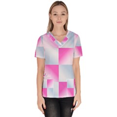 Gradient Blue Pink Geometric Scrub Top