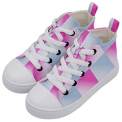 Gradient Blue Pink Geometric Kid s Mid-top Canvas Sneakers