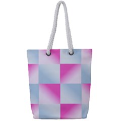 Gradient Blue Pink Geometric Full Print Rope Handle Tote (small) by BangZart