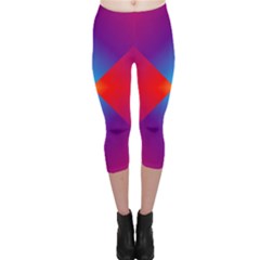 Geometric Blue Violet Red Gradient Capri Leggings  by BangZart