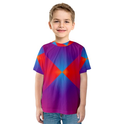 Geometric Blue Violet Red Gradient Kids  Sport Mesh Tee by BangZart