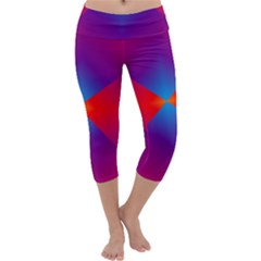 Geometric Blue Violet Red Gradient Capri Yoga Leggings by BangZart