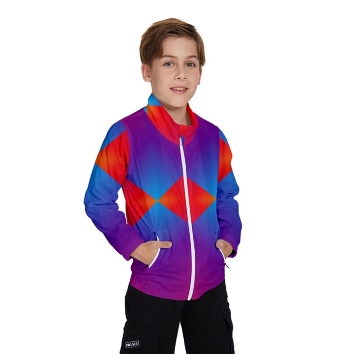 Geometric Blue Violet Red Gradient Wind Breaker (Kids)