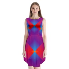 Geometric Blue Violet Red Gradient Sleeveless Chiffon Dress   by BangZart