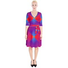 Geometric Blue Violet Red Gradient Wrap Up Cocktail Dress by BangZart