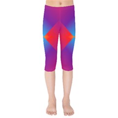 Geometric Blue Violet Red Gradient Kids  Capri Leggings  by BangZart