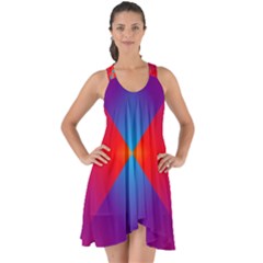 Geometric Blue Violet Red Gradient Show Some Back Chiffon Dress by BangZart