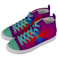 Geometric Blue Violet Red Gradient Women s Mid-top Canvas Sneakers