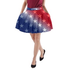 America Patriotic Red White Blue A-line Pocket Skirt by BangZart