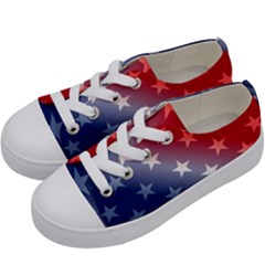 America Patriotic Red White Blue Kids  Low Top Canvas Sneakers by BangZart