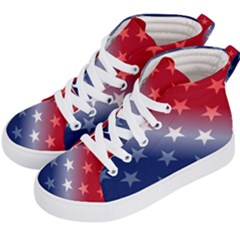 America Patriotic Red White Blue Kid s Hi-top Skate Sneakers by BangZart