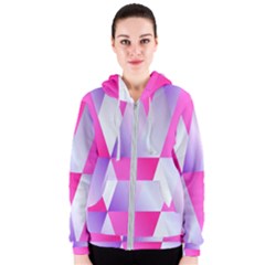 Gradient Geometric Shiny Light Women s Zipper Hoodie by BangZart