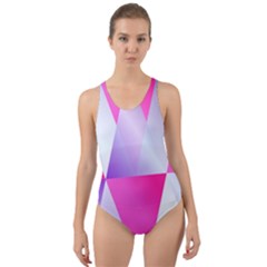 Gradient Geometric Shiny Light Cut-out Back One Piece Swimsuit