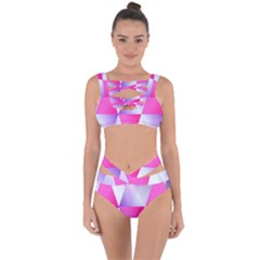 Gradient Geometric Shiny Light Bandaged Up Bikini Set 