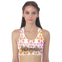 Geometric Abstract Orange Purple Sports Bra by BangZart