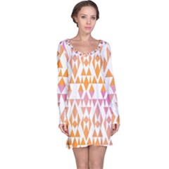 Geometric Abstract Orange Purple Long Sleeve Nightdress by BangZart