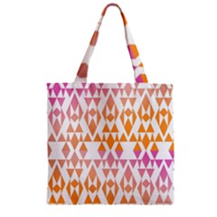 Geometric Abstract Orange Purple Zipper Grocery Tote Bag by BangZart