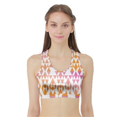 Geometric Abstract Orange Purple Sports Bra With Border by BangZart