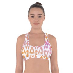 Geometric Abstract Orange Purple Cross Back Sports Bra by BangZart