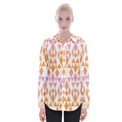 Geometric Abstract Orange Purple Womens Long Sleeve Shirt