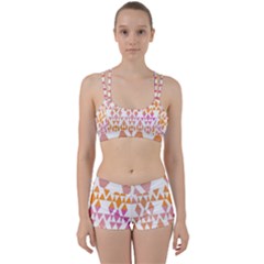 Geometric Abstract Orange Purple Women s Sports Set