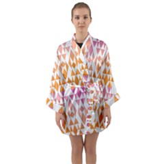 Geometric Abstract Orange Purple Long Sleeve Kimono Robe