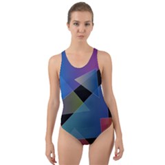 Triangle Gradient Abstract Geometry Cut-out Back One Piece Swimsuit