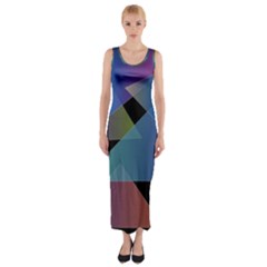 Triangle Gradient Abstract Geometry Fitted Maxi Dress by BangZart