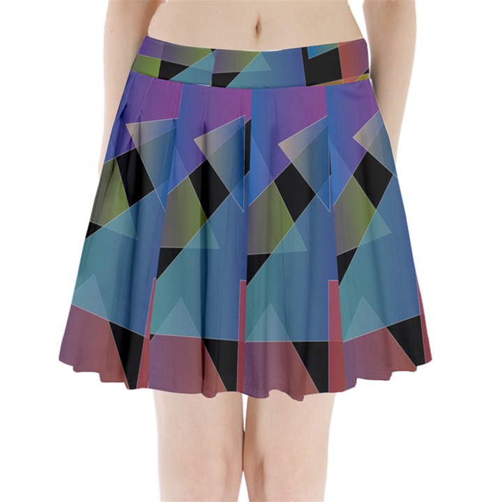 Triangle Gradient Abstract Geometry Pleated Mini Skirt